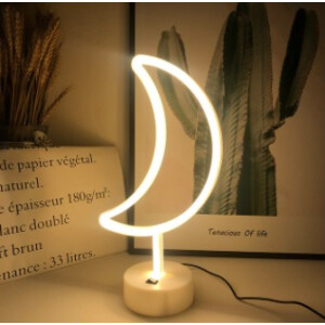 Lampe à Led blanche en forme de lune. Bonne qualité, original, à coté d'un tableau