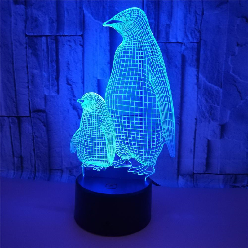 Lampe veilleuse 3D en forme de pingouin pour enfants. Bonne qualité et à la mode