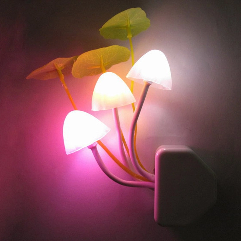 Lampe veilleuse colorée en forme de champignon. Bonne qualité et à la mode accrochée sur un mur dans une maison
