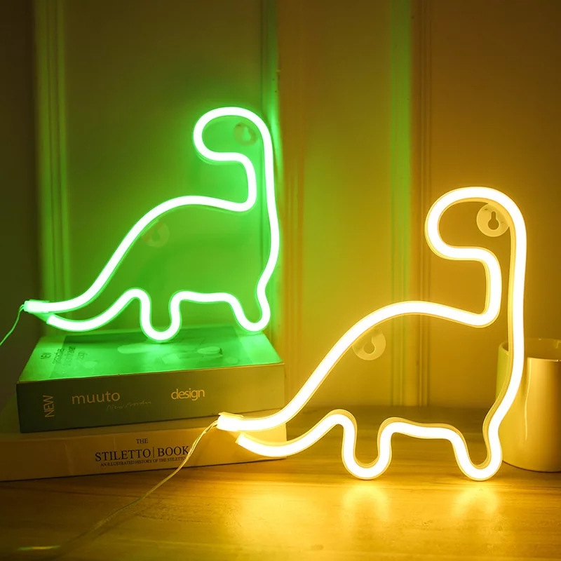 Panneau veilleuse fluo en forme de dinosaure. Bonne qualité, Bonne qaulité et à la mode avec deux couleurs différentes