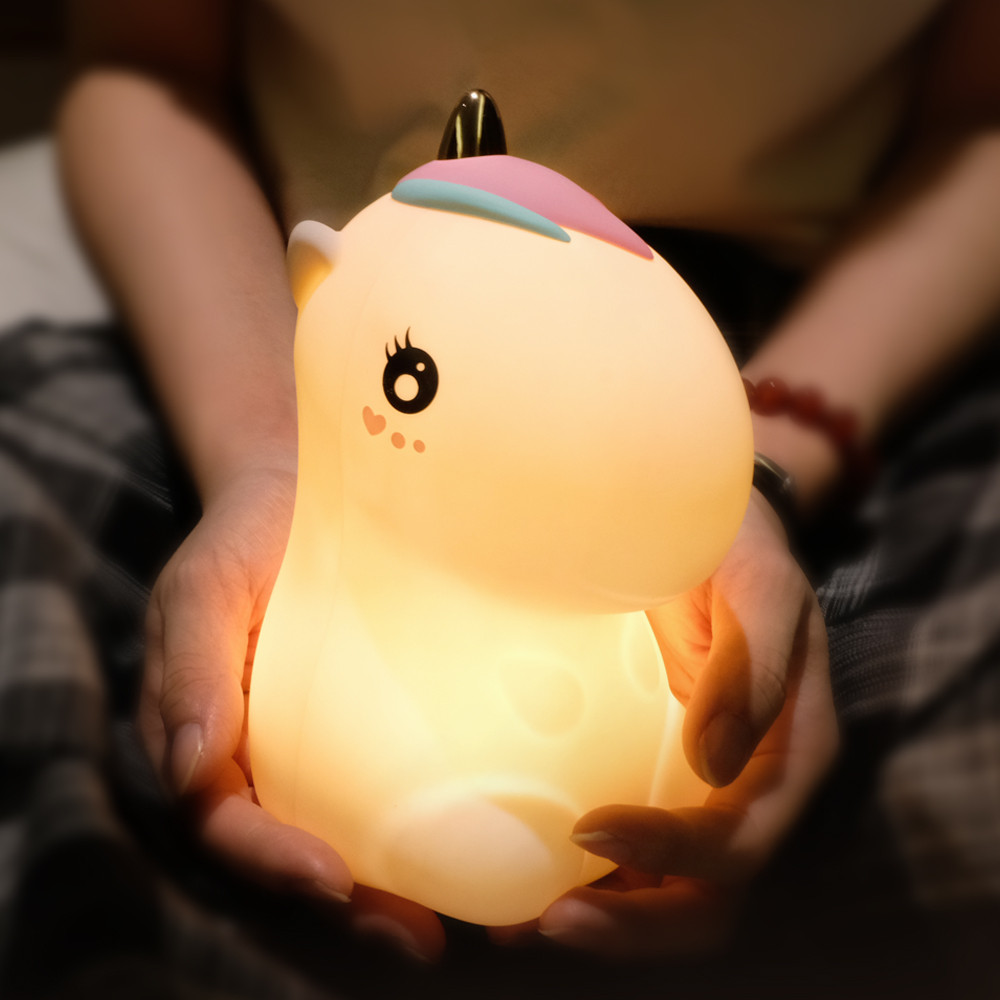 Veilleuse colorée licorne LED, en Silicone, Rechargeable par USB. Bonne qualité et à la mode
