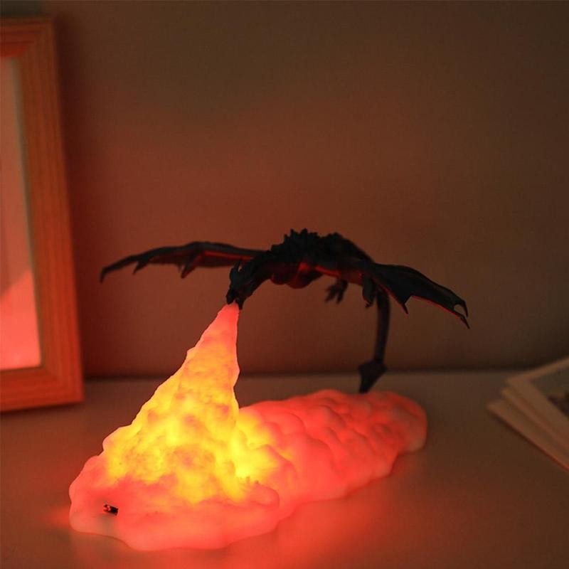Veilleuse imprimée en 3D en forme de Dragon dinosaure. Bonne qualité et à la mode sur une table dans une maison