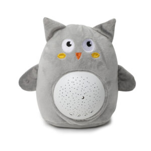 Veilleuse musicale chouette en peluche pour enfants. Bonne qualité, et à la mode de couleur gris et blanc.