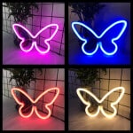 Lampe néon LED en forme de papillon. Bonne qualité et à la mode sur une table dans une maison avec plusieurs couleurs disponible