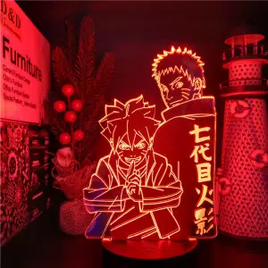 Lampe Veilleuse Naruto et Boruto. Bonne qualité et à la mode sur une table dans une maison