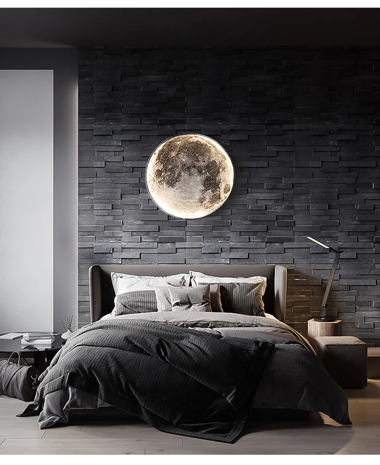 Applique murale moderne en forme de lune. Bonne qualité et très à la mode dans une maison.
