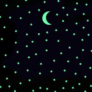 Autocollant mural phosphorescent en forme d'étoiles et de lune