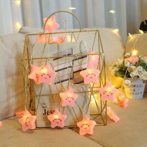 Veilleuse étoile guirlande lumineuse rose