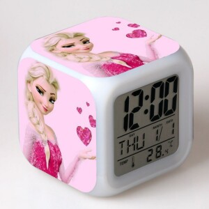 Veilleuse LED colorée Disney la reine des neiges. Bonne qualité et à la mode avec une horloge.