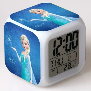 Veilleuse LED colorée Disney la reine des neiges. Bonne qualité et à la mode avec une horloge.