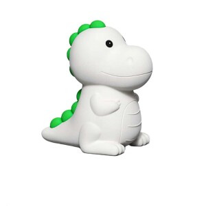 Veilleuse en forme de dinosaure blanc avec des écailles vertes