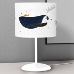 Lampe de chevet blanche motif baleine bleue